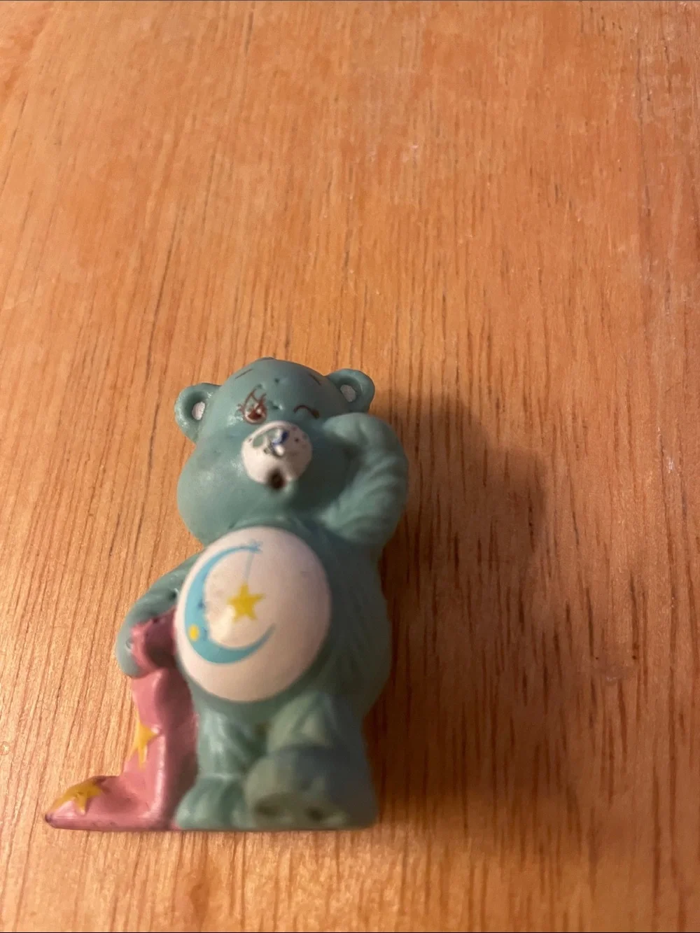 Care Bears Blue Moon Bear Figurine with Pink Blanket Accent
